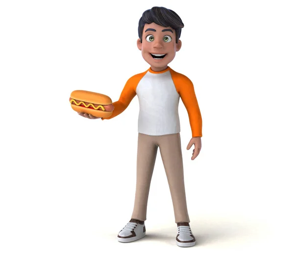 Fun Cartoon Asian Teenager Hotdog — Stock Photo, Image