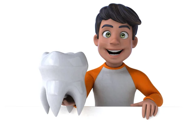 Fun Cartoon Asian Teenager Tooth — Stock Photo, Image