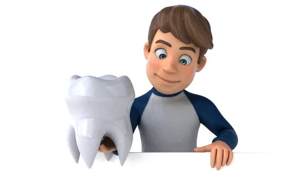 Zeichentrickfigur Spaßiger Teenager Mit Zahn — Stockfoto
