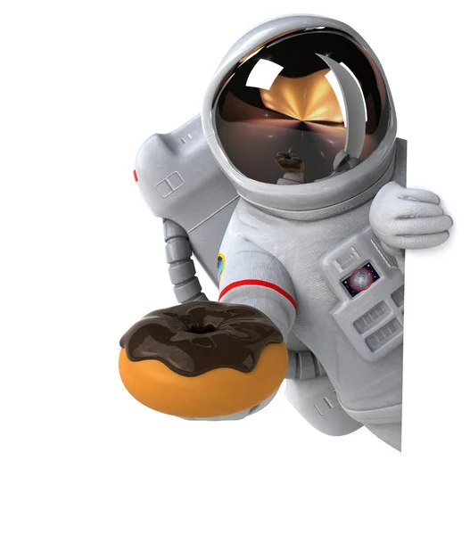 Leuke Astronaut Met Donut Illustratie — Stockfoto