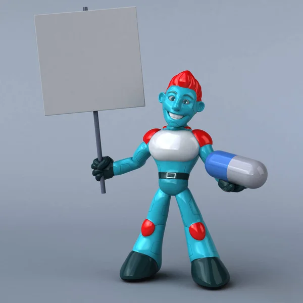 Robô Vermelho Com Pílula Ilustração — Fotografia de Stock