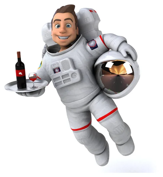 Spaß Astronaut Mit Wein Illustration — Stockfoto