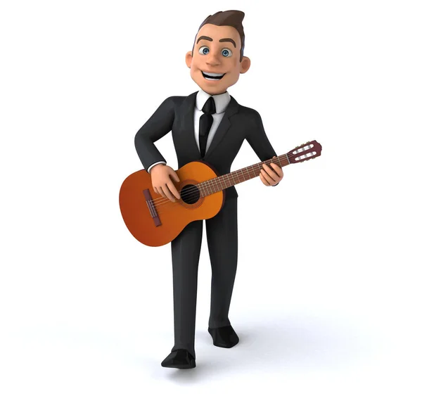 Spaßiger Geschäftsmann Mit Gitarre Illustration — Stockfoto