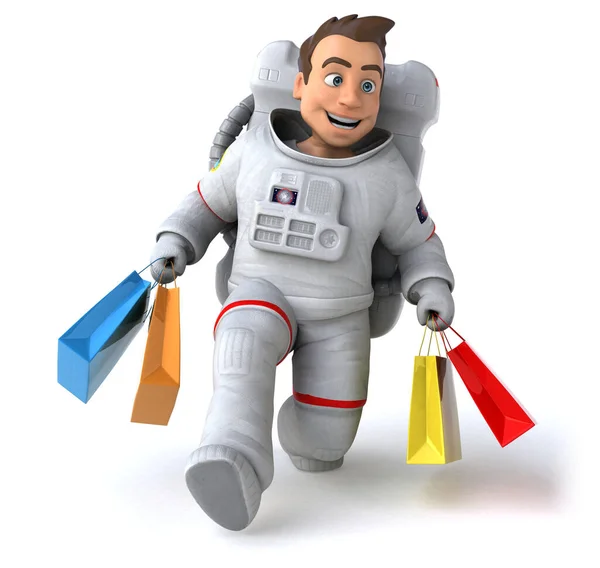 Spaß Astronaut Mit Taschen Illustration — Stockfoto