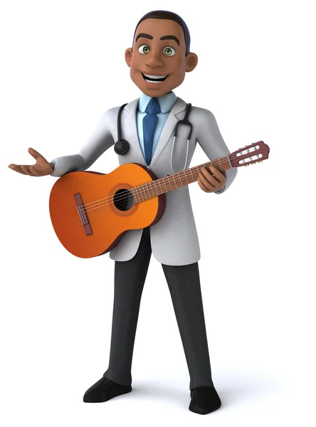 Médico Divertido Con Guitarra Ilustración — Foto de Stock