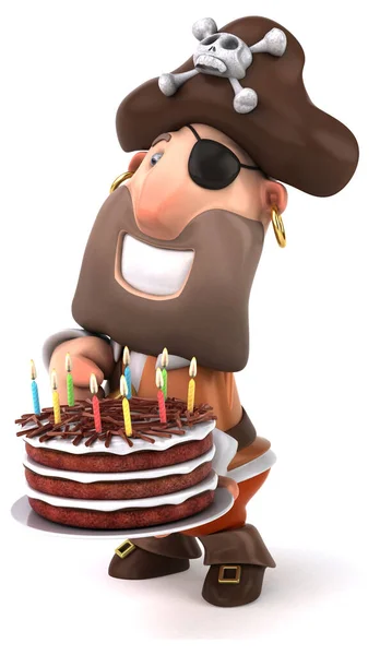 Zabawa Pirat Postać Kreskówki Tort Urodzinowy — Zdjęcie stockowe