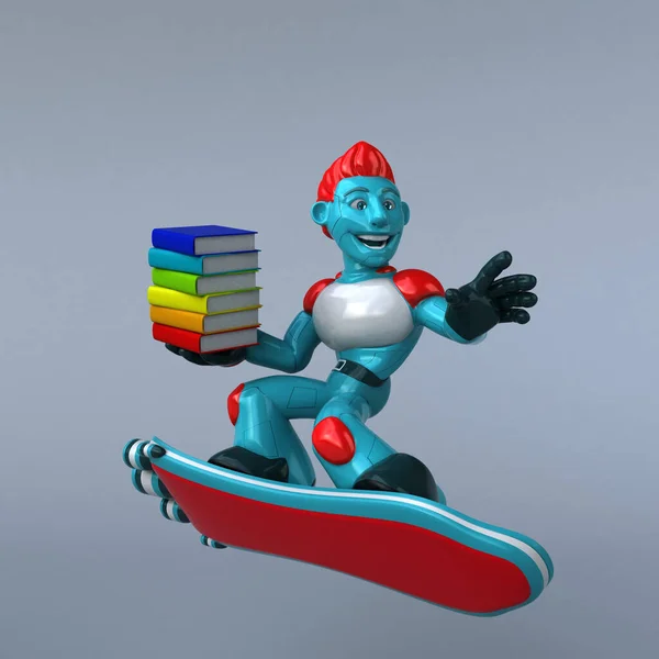 Roter Roboter Mit Büchern Illustration — Stockfoto
