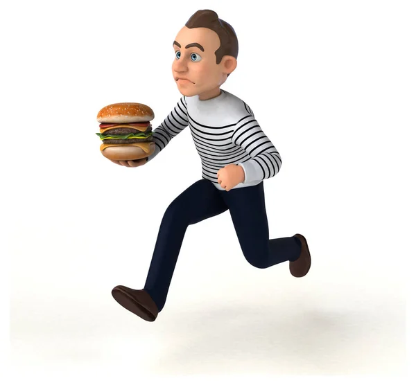 Fun Cartoon Casual Character Burger Illustration — Stock Photo, Image