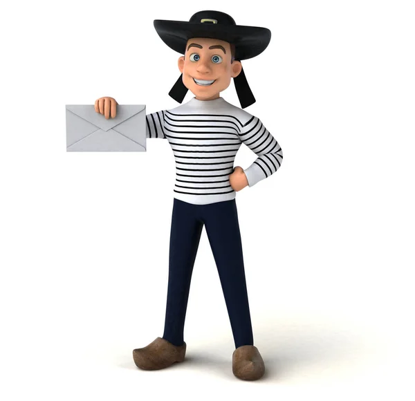 Diversão Desenho Animado Personagem Bretão Com Envelope — Fotografia de Stock