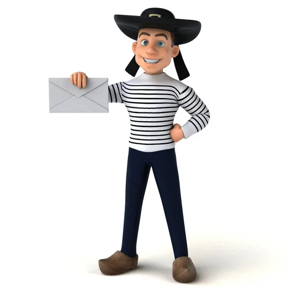 Leuke Cartoon Breton Karakter Met Envelop — Stockfoto