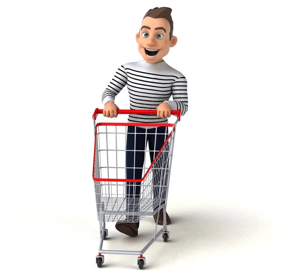 Fun Cartoon Casual Character Cart — Stock Photo, Image