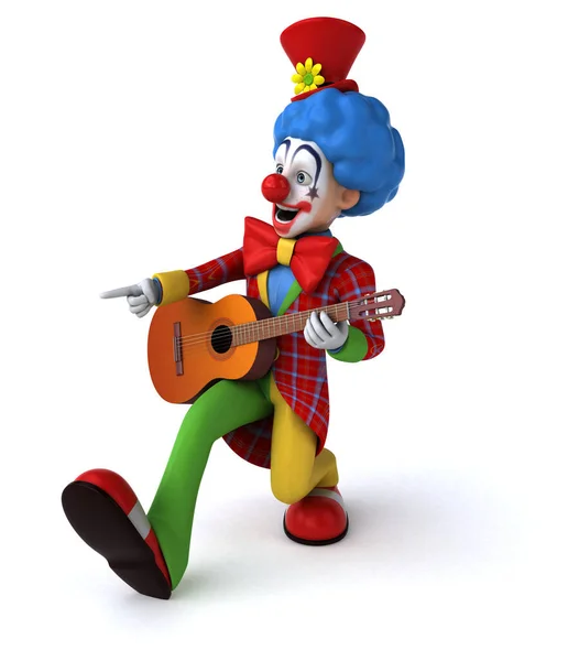 Spaßclown Mit Gitarre Illustration — Stockfoto