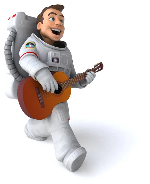 Astronaute Amusant Avec Guitare Illustration — Photo