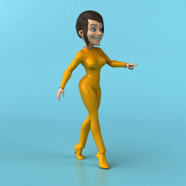 Fun Cartoon Yellow Girl — Stock Photo, Image