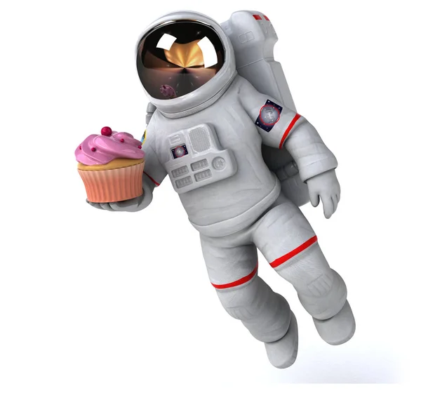 Astronauta Divertido Con Cupcake Ilustración — Foto de Stock