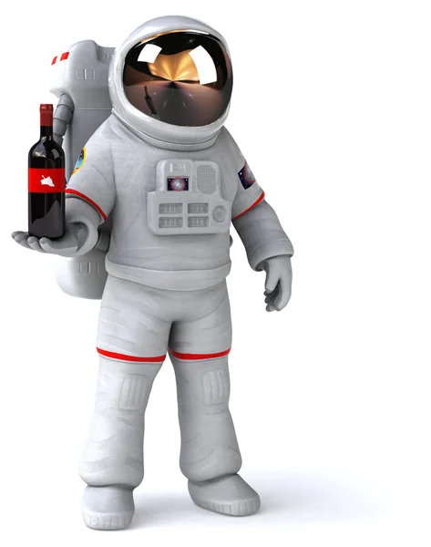 Fun Astronaut Wine Illustration — Stock Photo, Image