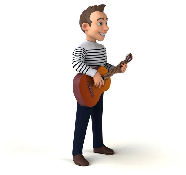 Divertido Personaje Dibujos Animados Con Guitarra —  Fotos de Stock