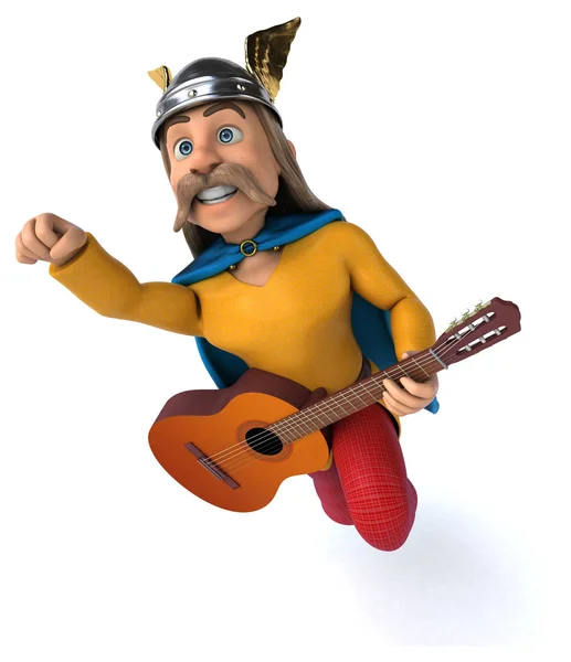 Spaß Cartoon Figur Mit Gitarre — Stockfoto