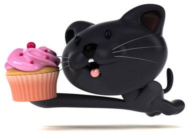 Kek ile eğlenceli kedi - 3D Görüntü