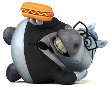 Sosisli sandviçli eğlenceli at - 3D Görüntü