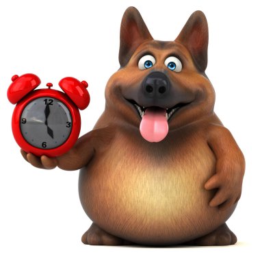 Eğlenceli Alman çoban köpeği ile saat - 3D Görüntü