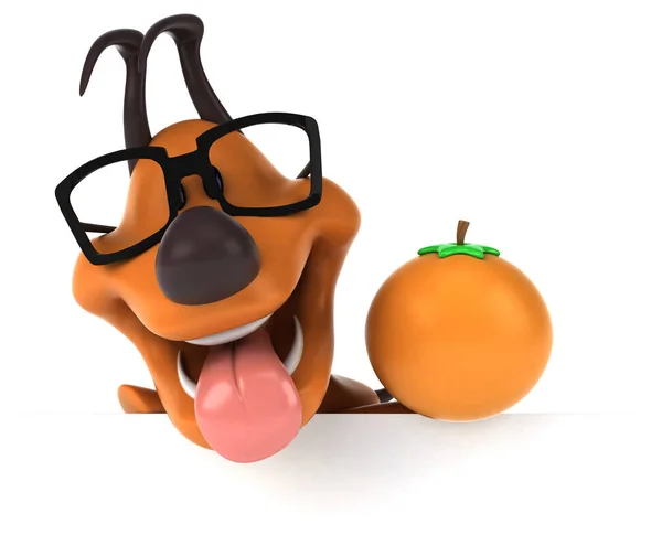 オレンジと楽しい犬 3Dイラスト — ストック写真