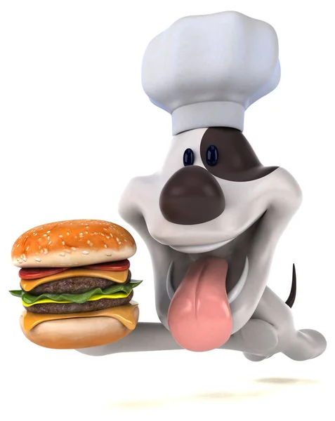 Spaßhund Mit Hamburger Illustration — Stockfoto