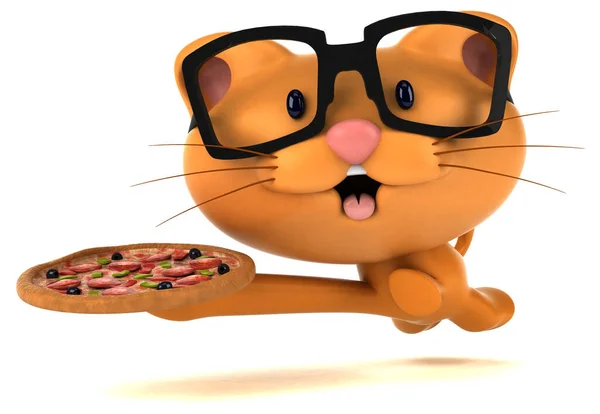 Zabawa Kot Pizzą Ilustracja — Zdjęcie stockowe