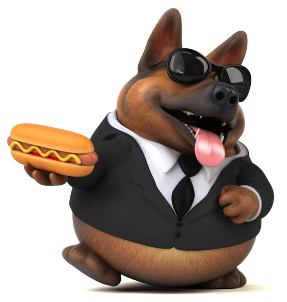 Fun German Shepherd Dog Hotdog Illustration — Stock Photo, Image