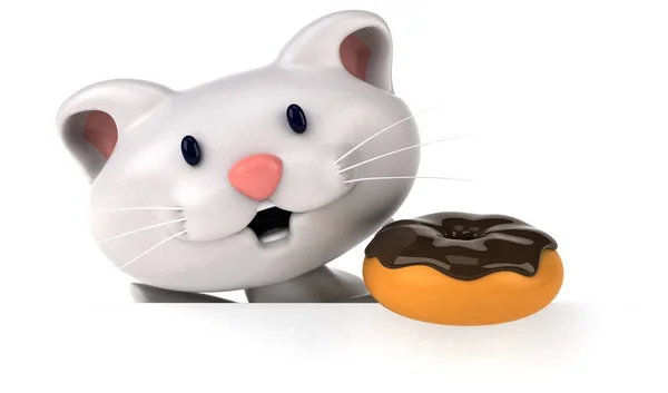Gato Divertido Com Donut Ilustração — Fotografia de Stock