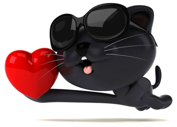 Zábavná Kočka Srdcem Ilustrace — Stock fotografie