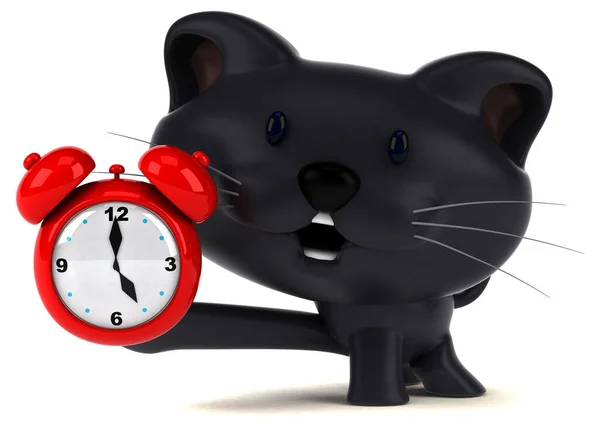 Fun Katze Mit Uhr Illustration — Stockfoto