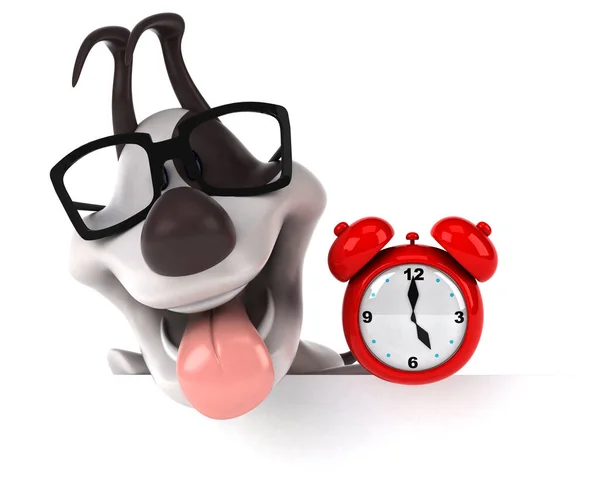 Divertido Perro Con Reloj Ilustración —  Fotos de Stock