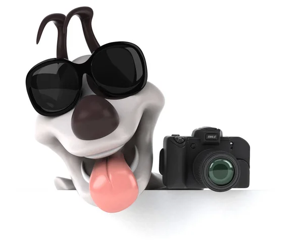Весела Собака Камерою Ілюстрація — стокове фото