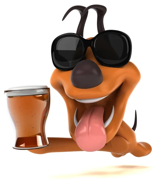 Spaßhund Mit Bier Illustration — Stockfoto