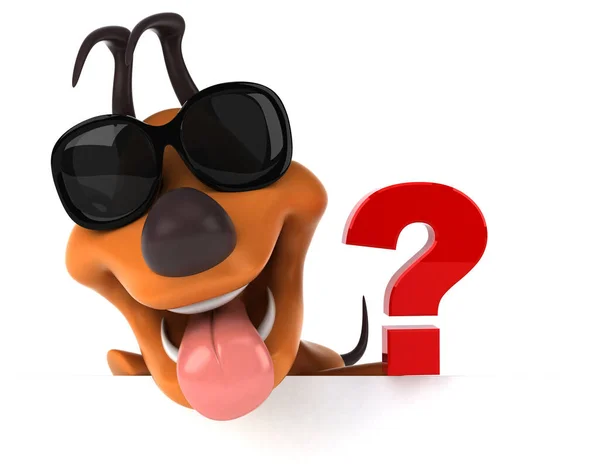 Cão Divertido Com Pergunta Ilustração — Fotografia de Stock