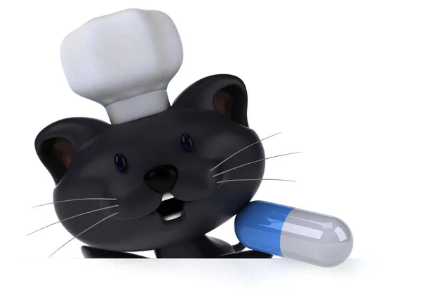 Fun Cat Pill Illustration — Stok Foto