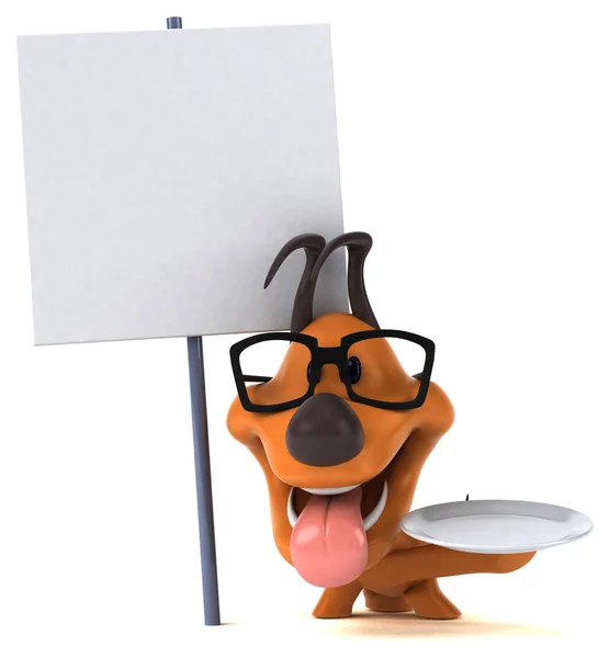 Fun Dog Mit Teller Illustration — Stockfoto