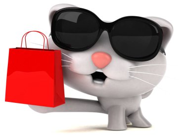 Çantalı eğlenceli kedi - 3D Görüntü