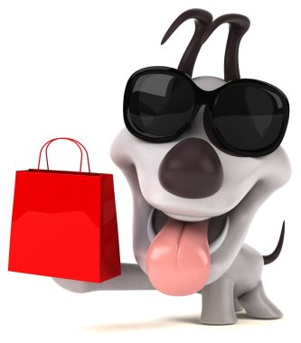 Çantalı eğlenceli köpek - 3D Görüntü