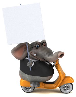 Scooter - 3d çizim üzerinde eğlenceli çizgi film karakteri