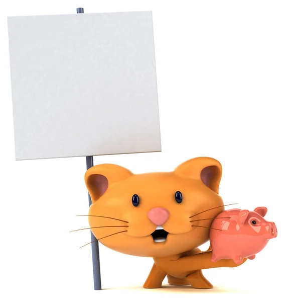 Fun Katze Mit Sparschwein Illustration — Stockfoto