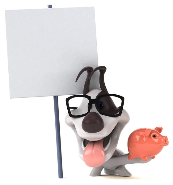 Cão Divertido Com Banco Porquinho Ilustração — Fotografia de Stock