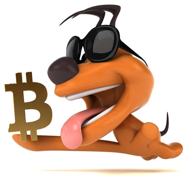 Rolig Hund Med Bitcoin Illustration — Stockfoto