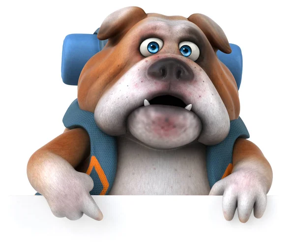 Divertido Personaje Dibujos Animados Bulldog Mochilero — Foto de Stock