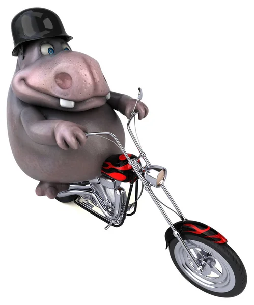 Leuke Hippo Motorfiets Illustratie — Stockfoto