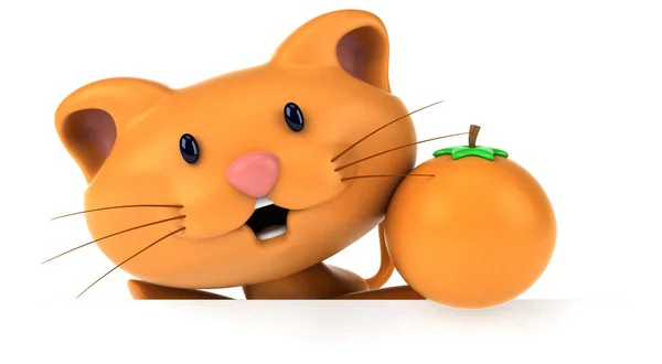 带橙色 3D插图的玩具猫 — 图库照片