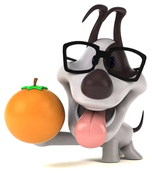 Spaßhund Mit Orange Illustration — Stockfoto