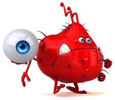 Eğlenceli mikrop ile göz - 3d çizim