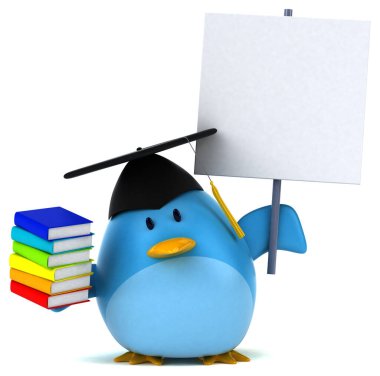 Kitaplı mavi kuş - 3d Görüntü